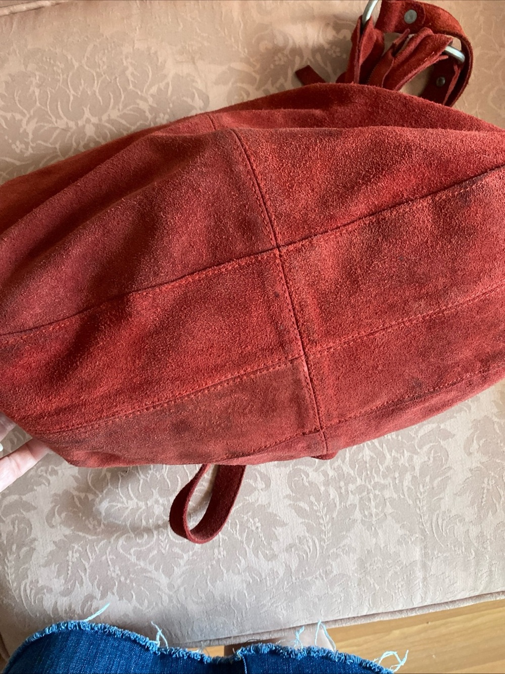 Free People Roma Rust Red Suede Hobo Shoulder Bag - Picture 13 of 13